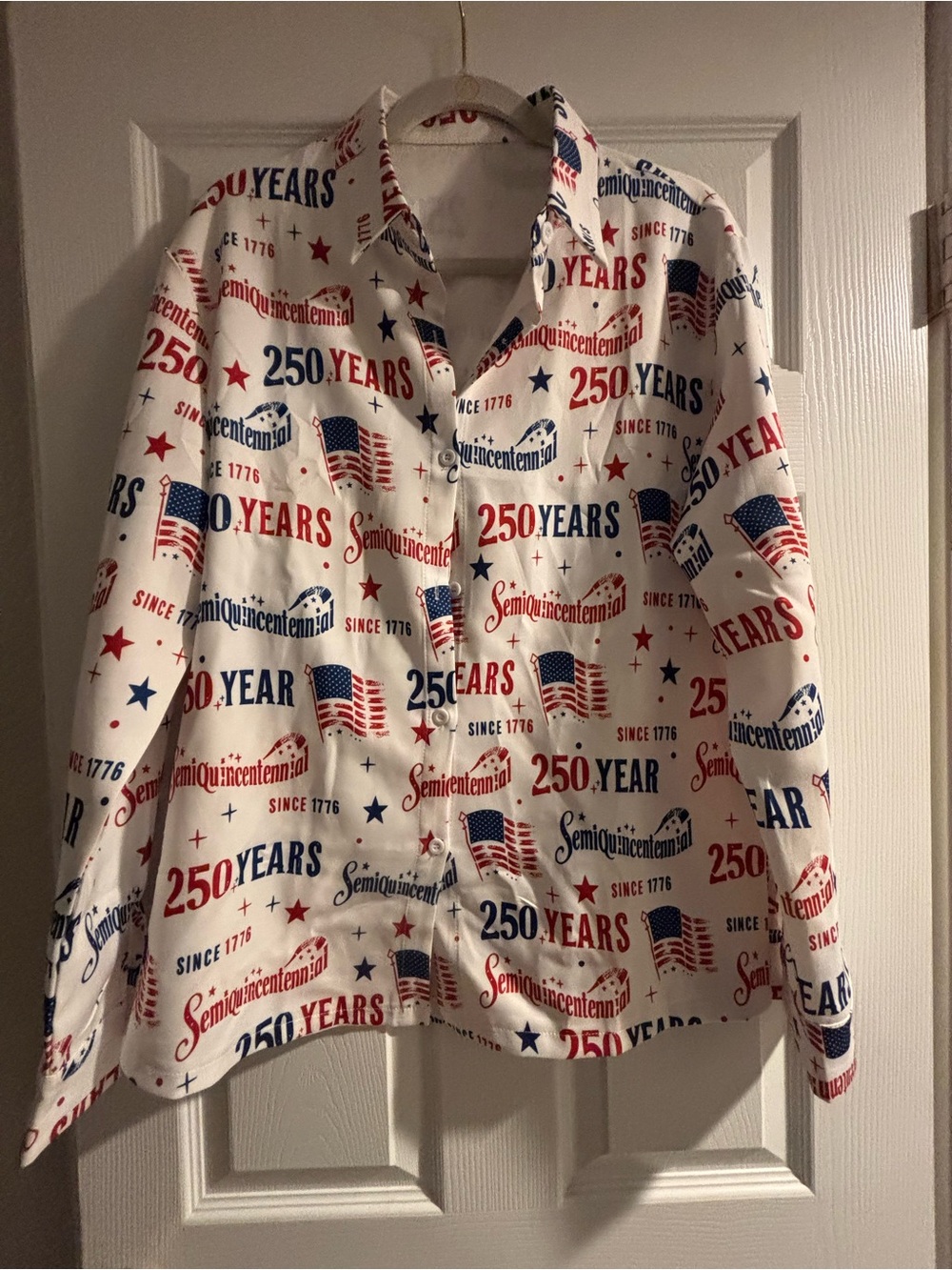 Unbranded adult  White 250 Years Patriotic Button-Up Shirt